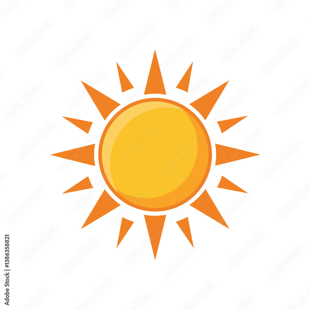 Radiant Sun Icon: A vibrant and cheerful illustration of the sun, radiating warmth and joy, perfect for conveying positive energy and brightness. Radiant Sun Icon: A vibrant and cheerful illustration of the sun, radiating warmth and joy, perfect for conveying positive energy and brightness.