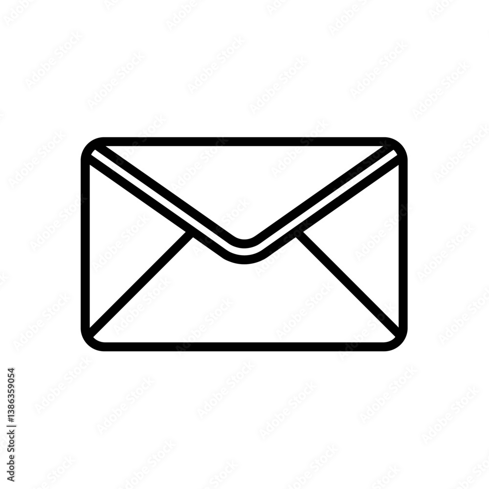 Email Envelope Icon: A clean, minimalist line art icon of a closed envelope, symbolizing communication, correspondence, and the delivery of messages. Email Envelope Icon: A clean, minimalist line art icon of a closed envelope, symbolizing communication, correspondence, and the delivery of messages.
