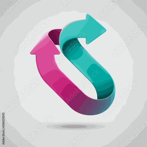 Dynamic Interchange: A 3D rendering captures two interwoven arrows in contrasting hues, signifying seamless connection and perpetual flow. A visual embodiment of cycle.