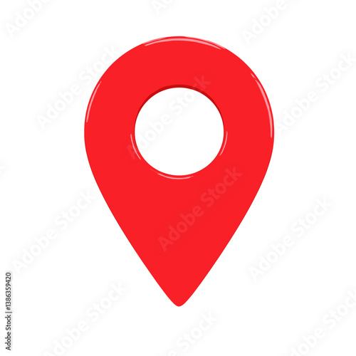 Free Download Red Location Pin: A vibrant, glossy red location pin, symbol of precision and direction, points the way. Emphasizing concepts of navigation, mapping, and digital wayfinding. - GFXLoad