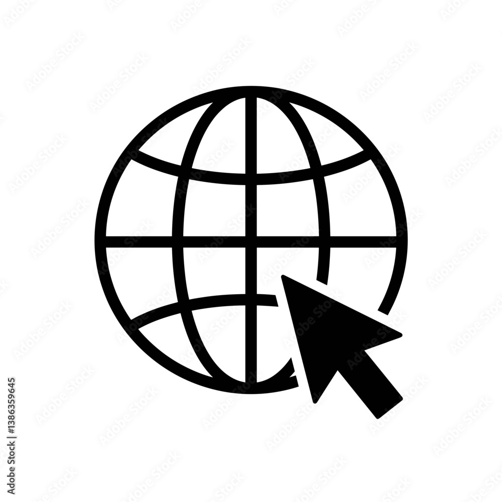 Global Connection: An icon represents the global internet, the world, and navigation, an emblem of worldwide communication and digital connectivity. Global Connection: An icon represents the global internet, the world, and navigation, an emblem of worldwide communication and digital connectivity.