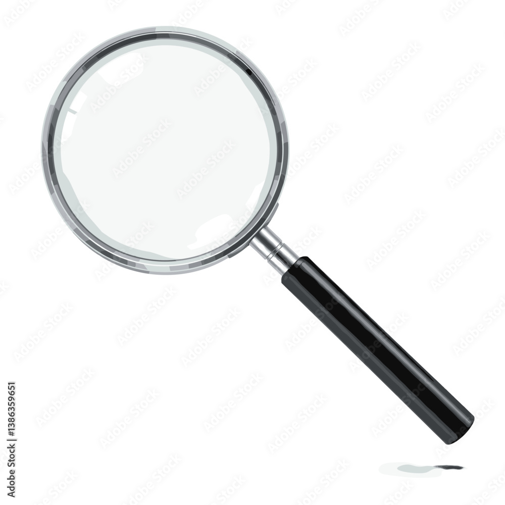 Magnifying Glass for Detailed Analysis: A pristine magnifying glass, its polished metal and clear glass lens ready for detailed examination. Magnifying Glass for Detailed Analysis: A pristine magnifying glass, its polished metal and clear glass lens ready for detailed examination.
