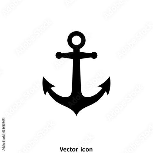 Classic Anchor Icon: A minimalist depiction of a traditional anchor, rendered in bold black, symbolizing stability, hope, and maritime heritage.