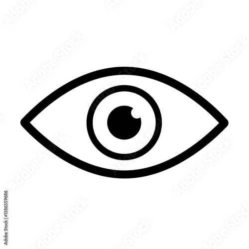 Eye Icon: A simple, yet impactful black and white graphic of a human eye, designed for clarity and universal recognition. 