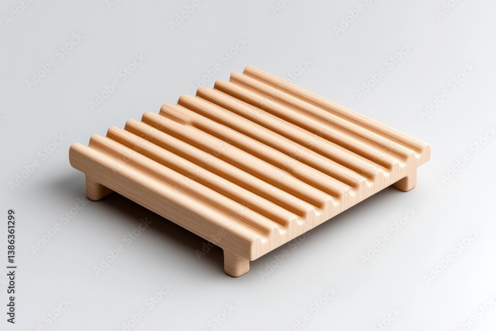 Beige Square Soap Dish with Grooves Beige Square Soap Dish with Grooves