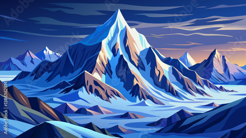 Machapuchare mountain peak in Himalaya night landscape