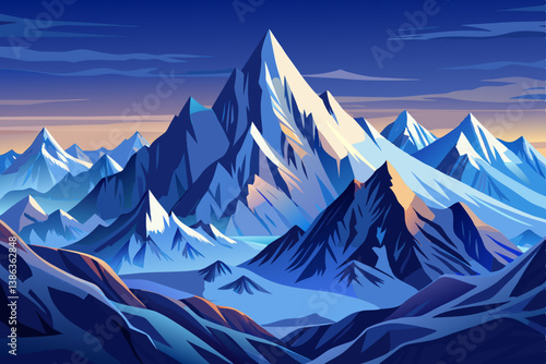 Machapuchare mountain peak in Himalaya night landscape