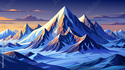 Machapuchare mountain peak in Himalaya night landscape