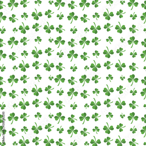 Seamless Pattern With Three Leaf Clover Background Vector Design.