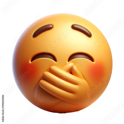 Hushed or surprised face three-dimensional emoji isolated on white background