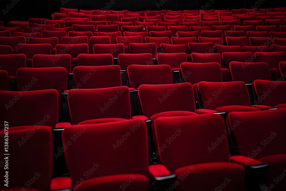 Fototapeta premium Velvet red empty seats in a theater.