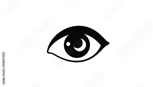 Abstract eye illustration with a black outline on white background  