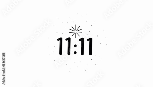 11:11 time display with star and sparkles on white background  