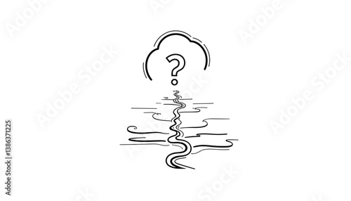 Minimalist abstract water reflection with question mark  