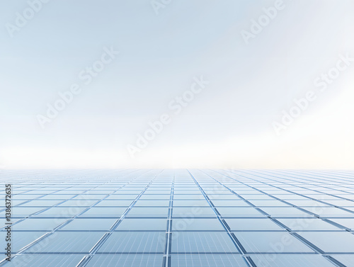 Solar panel field under clear sky