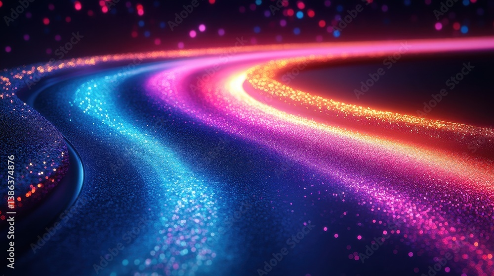 Naklejka premium Glowing Trails, Abstract Light, Cosmic Background, Futuristic Design, Digital Art