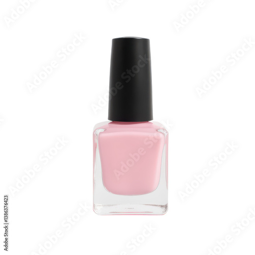 Pink Nail Polish Bottle on White Background