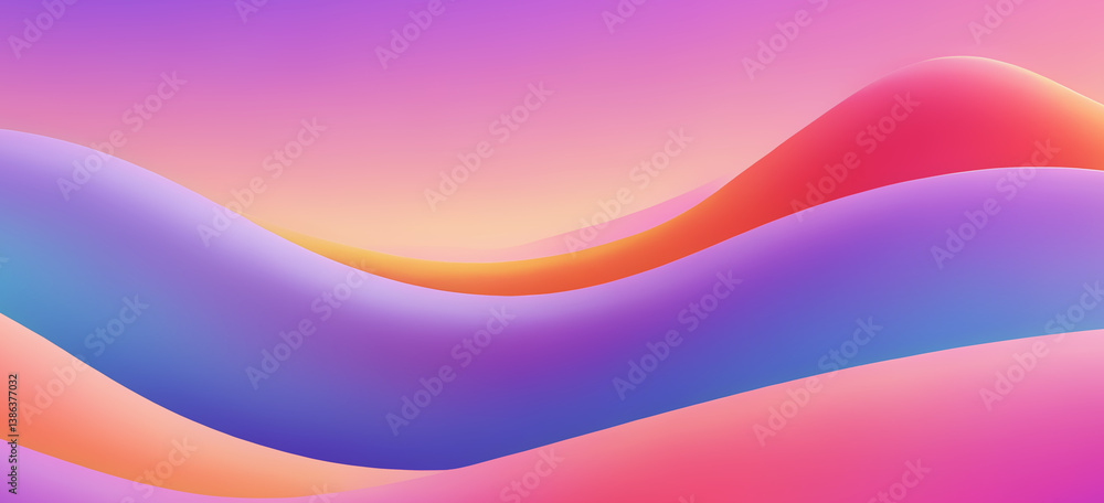 Vibrant fluid gradient wavy abstract background. Modern background featuring smooth, flowing wavy shapes in a vibrant pastel gradient of blue, purple, pink, and orange Vibrant fluid gradient wavy abstract background. Modern background featuring smooth, flowing wavy shapes in a vibrant pastel gradient of blue, purple, pink, and orange