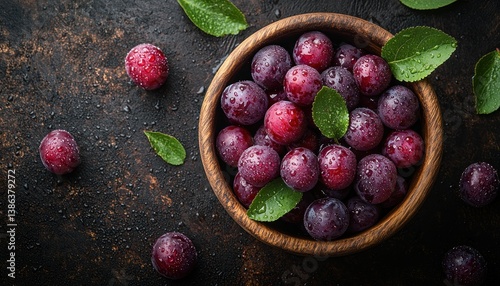 Juicy Plums in Wooden Bowl: A Delicious Summer Treat
