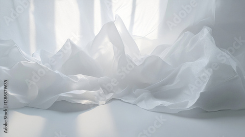 Plain white tissue crumpled softly on a clean white