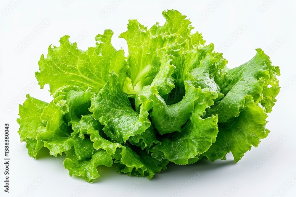 Fresh Green Lettuce Head Isolated on White Background, Ready for Salad Fresh Green Lettuce Head Isolated on White Background, Ready for Salad