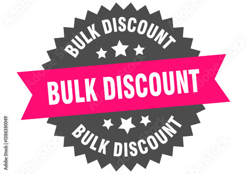 bulk discount. bulk discount round pink label isolated on transparent background