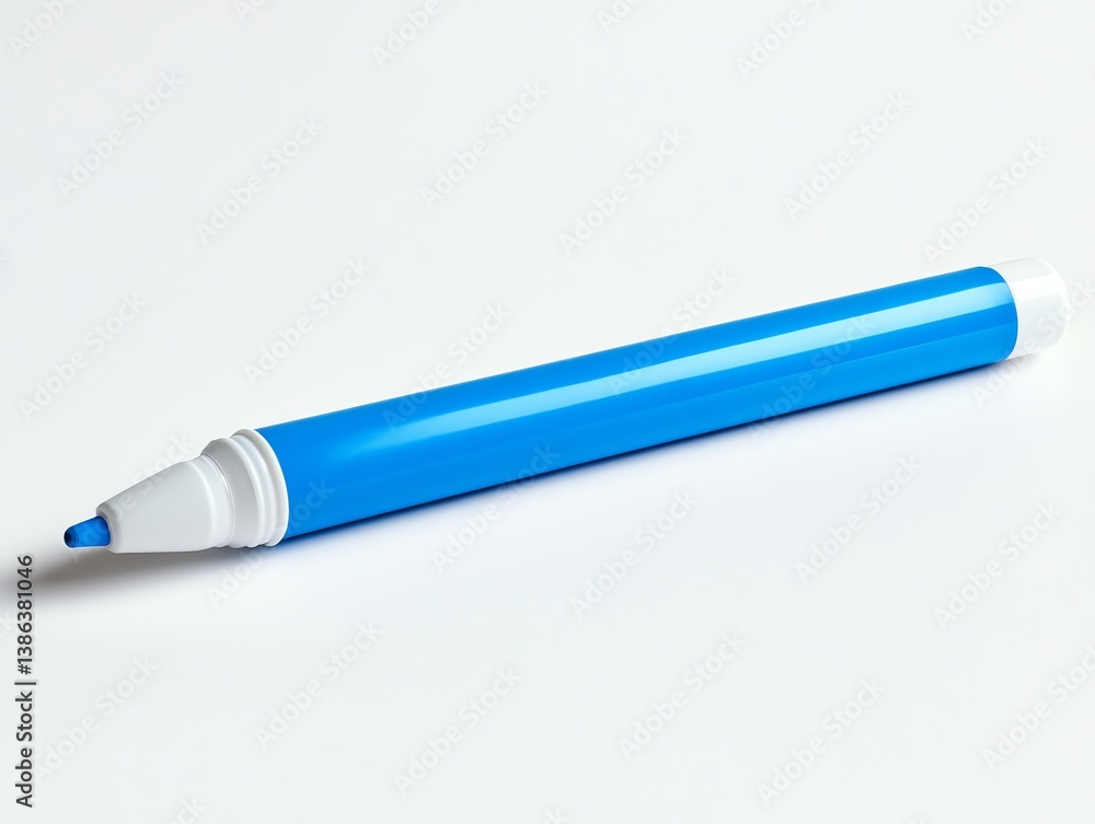 Blue Marker Closeup on White Background for School or Office Supplies Blue Marker Closeup on White Background for School or Office Supplies