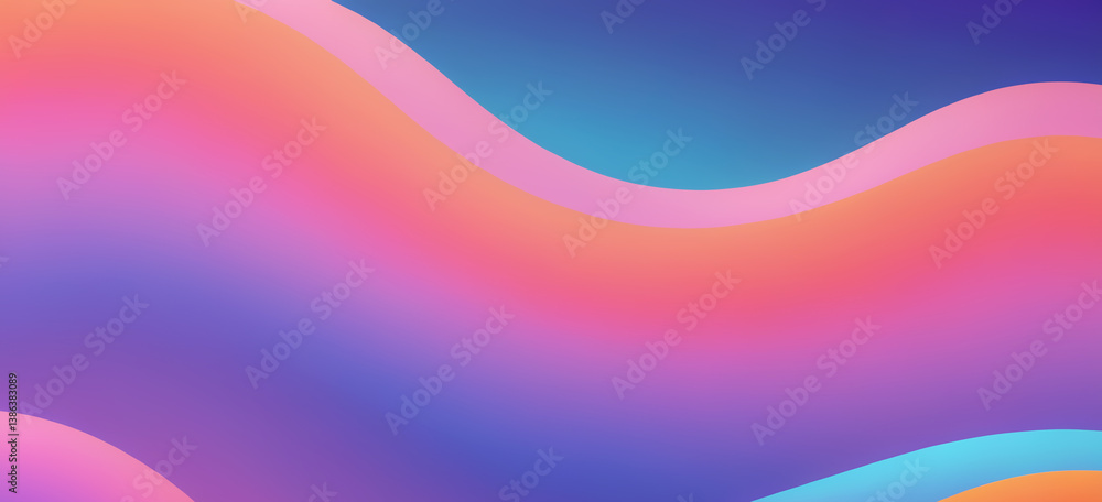 Vibrant fluid gradient wavy abstract background. Modern background featuring smooth, flowing wavy shapes in a vibrant pastel gradient of blue, purple, pink, and orange Vibrant fluid gradient wavy abstract background. Modern background featuring smooth, flowing wavy shapes in a vibrant pastel gradient of blue, purple, pink, and orange