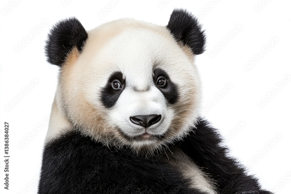 Close-up Panda Bear Portrait on White Background Isolated Looking at Camera Close-up Panda Bear Portrait on White Background Isolated Looking at Camera