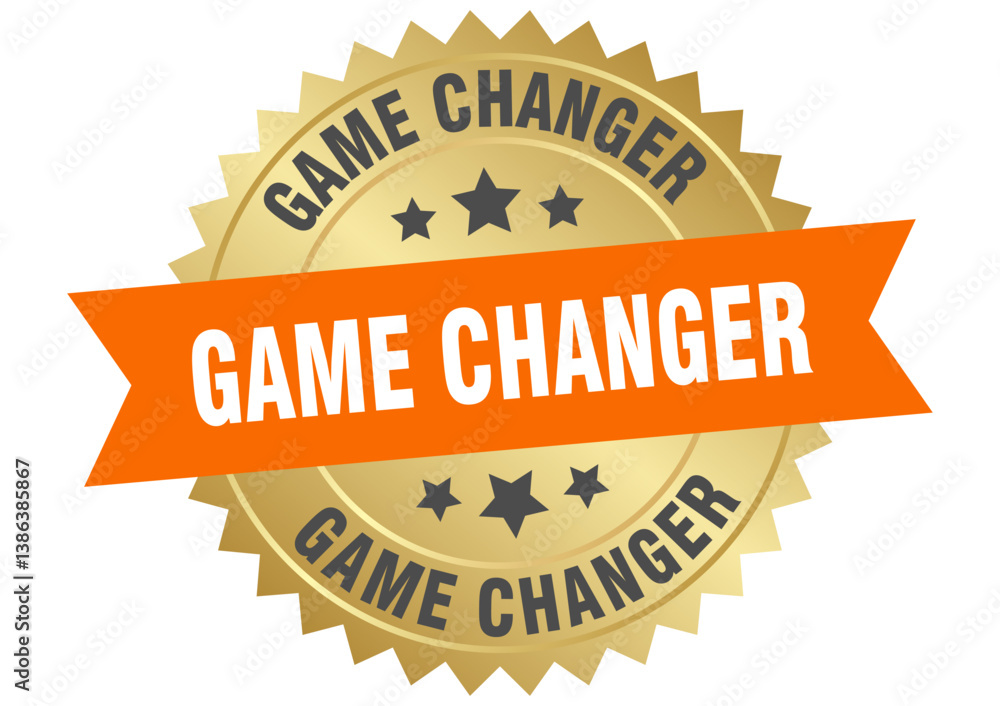 Obraz premium game changer. game changer round orange and gold label isolated on transparent background