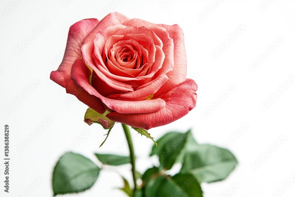 Elegant Pink Rose Blossom Isolated on White Background for Floral Designs Elegant Pink Rose Blossom Isolated on White Background for Floral Designs