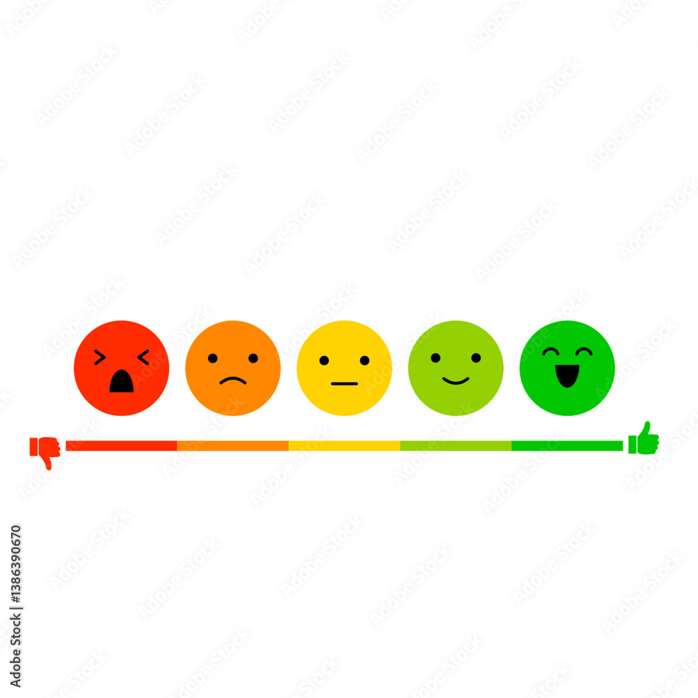 Naklejka premium Feedback rating scale emoticons