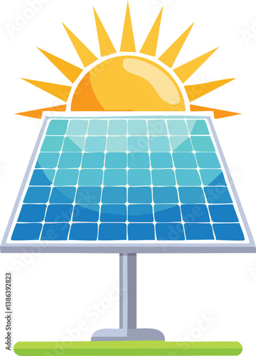 solar panel and sun isolated