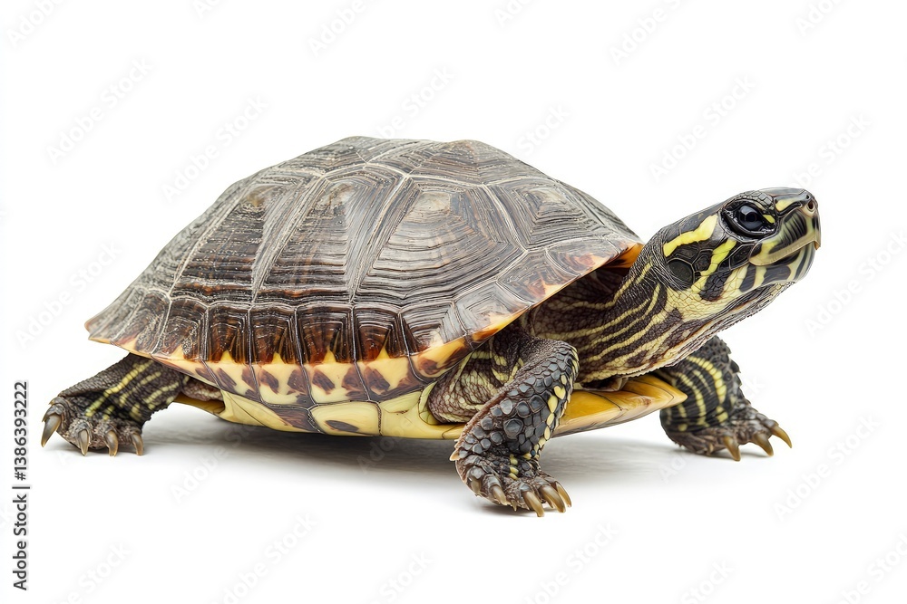 Isolated Turtle Walking Against White Background Capturing the Wildlife Animal Isolated Turtle Walking Against White Background Capturing the Wildlife Animal