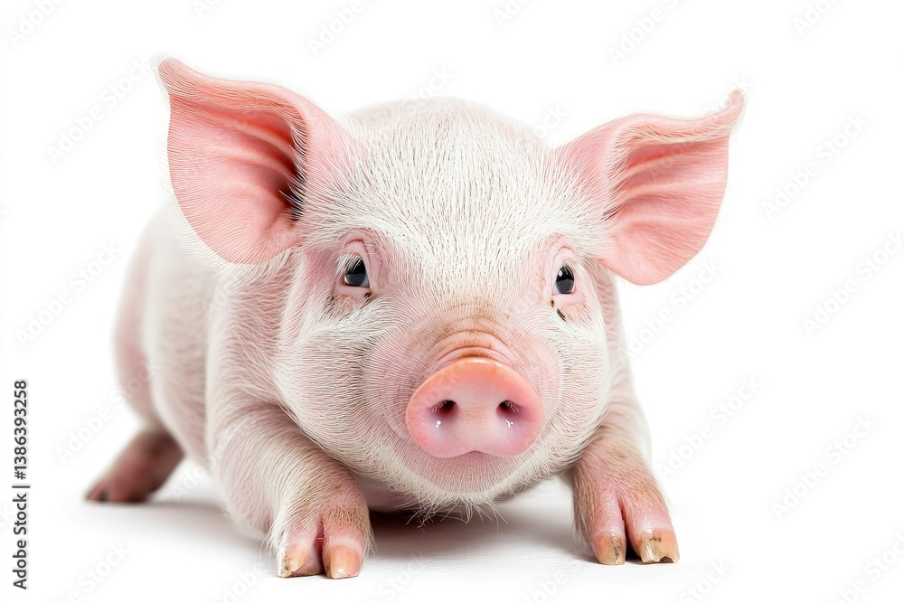 Cute Little Piglet Lying Down Isolated on White Background Studio Shot Cute Little Piglet Lying Down Isolated on White Background Studio Shot
