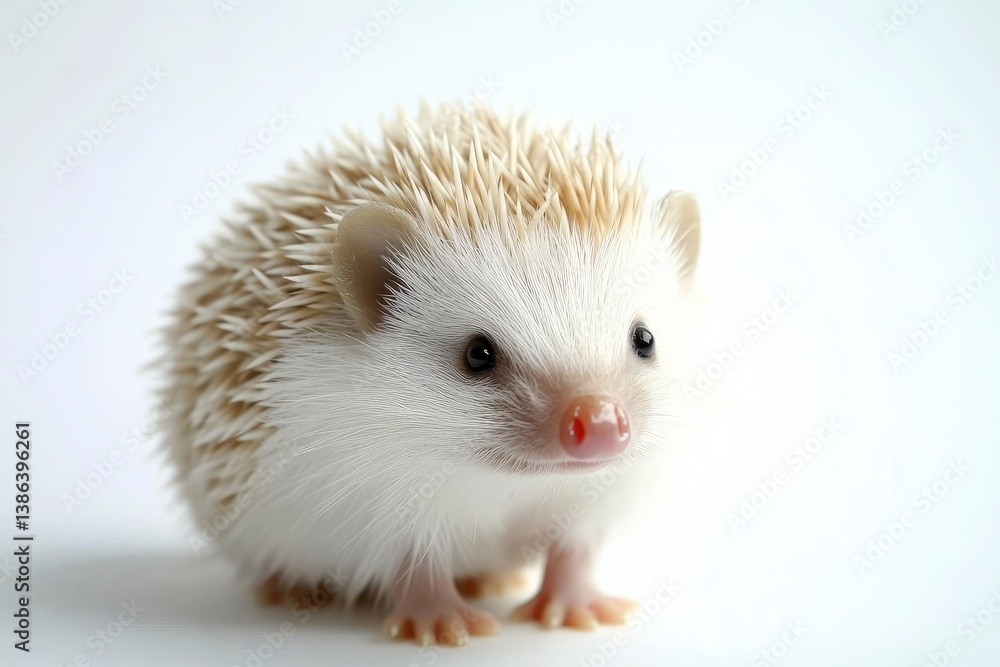 Cute Hedgehog Standing on White Background Ready for Pet Adoption Cute Hedgehog Standing on White Background Ready for Pet Adoption