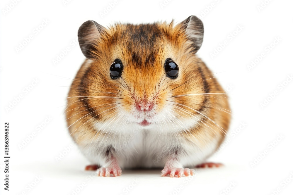 Cute Brown Hamster Sitting and Looking at the Camera on White Background Cute Brown Hamster Sitting and Looking at the Camera on White Background