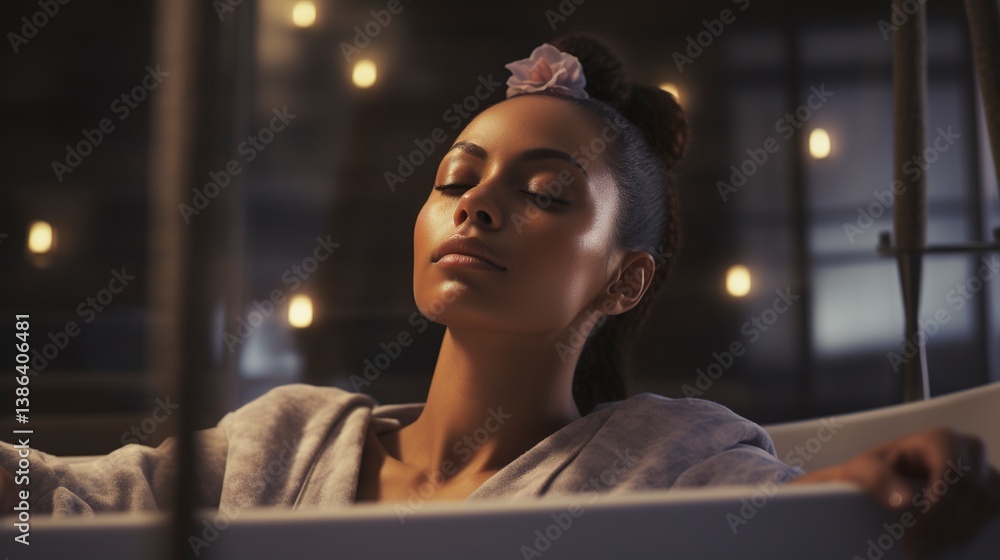 Obraz premium A photo of a woman doing a relaxing spa facial.