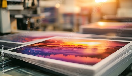 Wallpaper Mural High-tech printing machine producing vibrant colorful patterns with intricate details, dreamlike atmosphere, soft background lighting, modern industrial aesthetic, vivid color gradients Torontodigital.ca