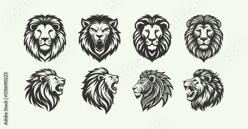 Lion roaring face tattoo art illustration