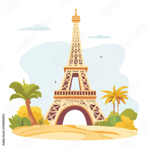 flat design tour eiffel icon vector illustration