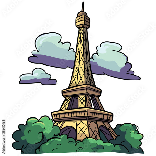 flat design tour eiffel icon vector illustration