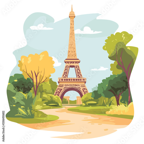 flat design tour eiffel icon vector illustration