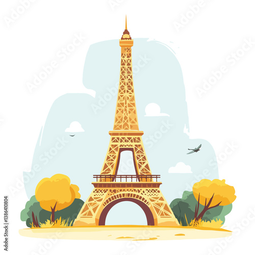 flat design tour eiffel icon vector illustration