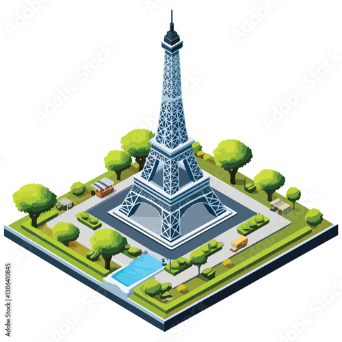 flat design tour eiffel icon vector illustration