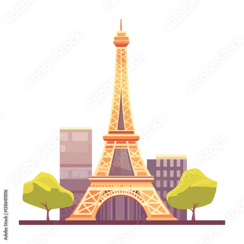 flat design tour eiffel icon vector illustration