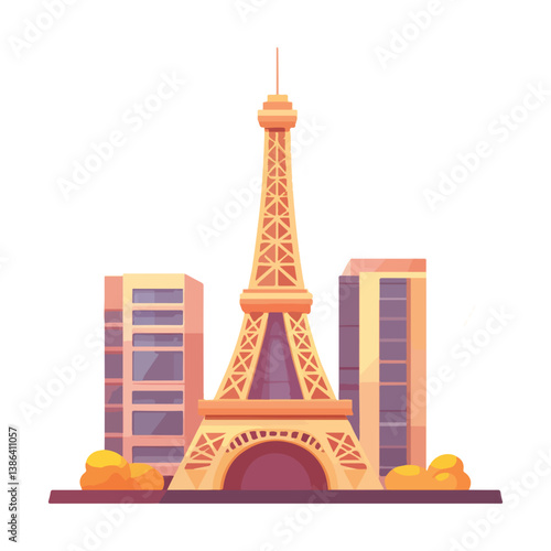 flat design tour eiffel icon vector illustration