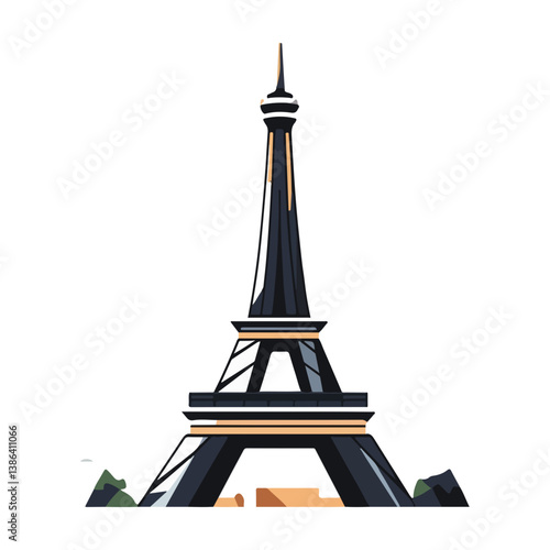 flat design tour eiffel icon vector illustration