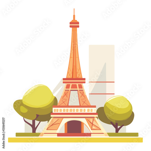 flat design tour eiffel icon vector illustration