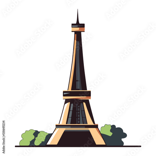 flat design tour eiffel icon vector illustration